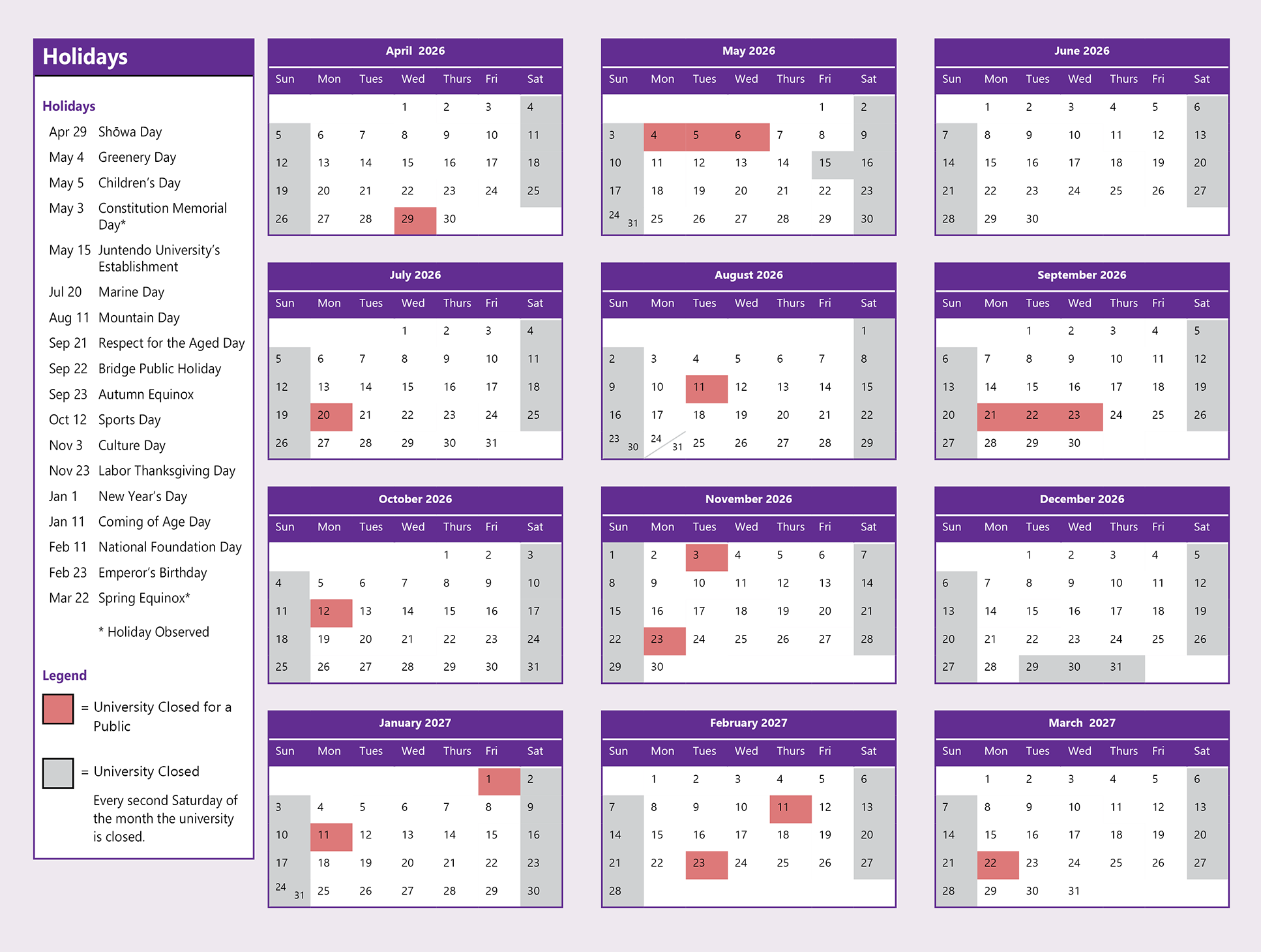 Academic Calendar 2026 website version